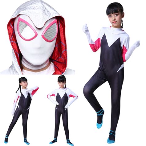 Into The Spider Costume Gwen Stacy Kids Jumpsuit Cosplay Halloween
