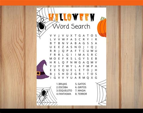 Word Search For Halloween Printables In Spanish Imprimible Y Etsy