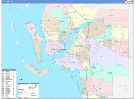 Lee County Fl Zip Code Maps Color Cast