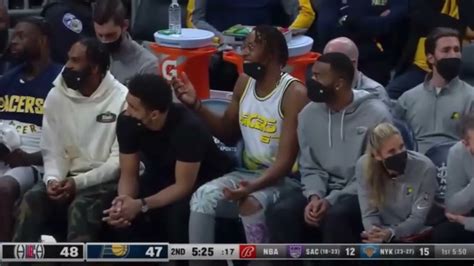 Myles Turner Wearing Some Ugly Glasses On The Bench Youtube