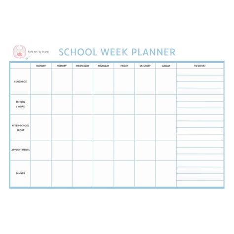 Downloadable School Week Planner Kids Eat By Shanai