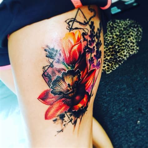 Watercolor Thigh Tattoos Designs Ideas And Meaning Tattoos For You