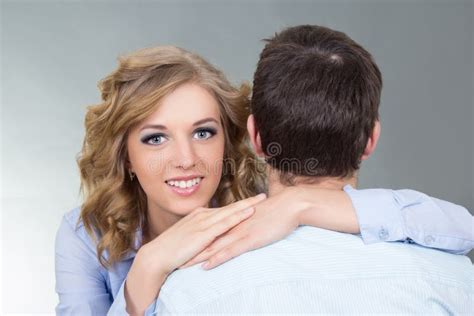 Beautiful Woman Embracing Her Boyfriend Stock Photo Image Of