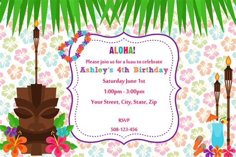 printable luau birthday invitations