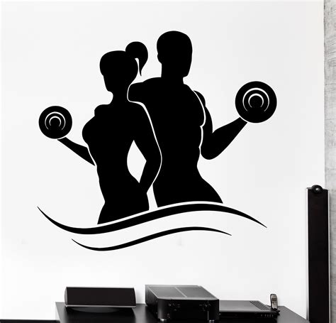 Wall Sticker Fitness Bodybuilding Dumbell Barbell Gym Vinyl Decal