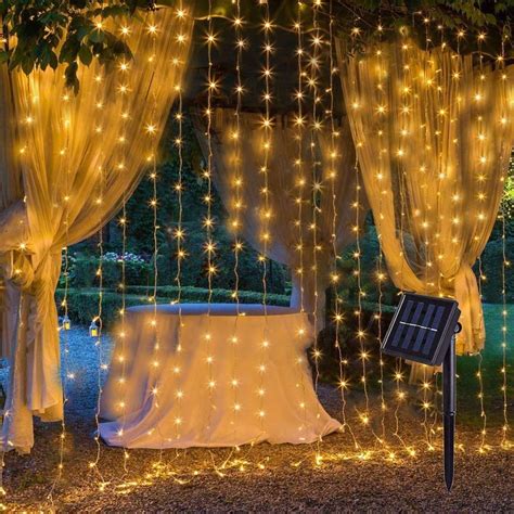 3x3m 300 Led Solar Curtain Lights String Ip65 Waterproof Icicle