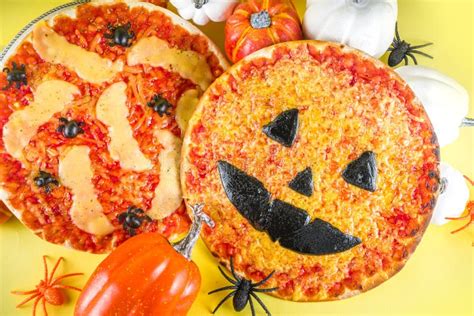 Halloween Party Pizza Stock Image Image Of Delivery 232641099