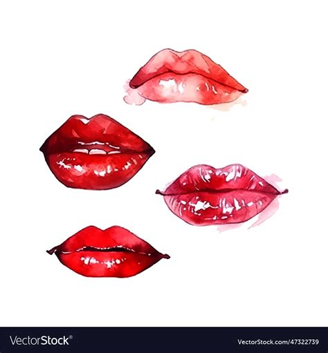 Modern Lips Watercolor Great Design For Any Vector Image