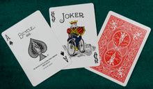 Shown here is the traditional rider back from a deck of bicycle playing cards, a. Bicycle Playing Cards - Wikipedia