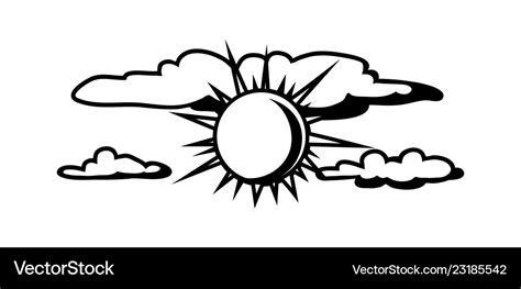 sun and clouds clipart black and white