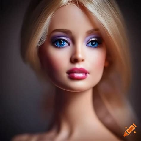 Beautiful Woman Portrait Real Life Super Detailed Enhanced Morphing Into Barbie