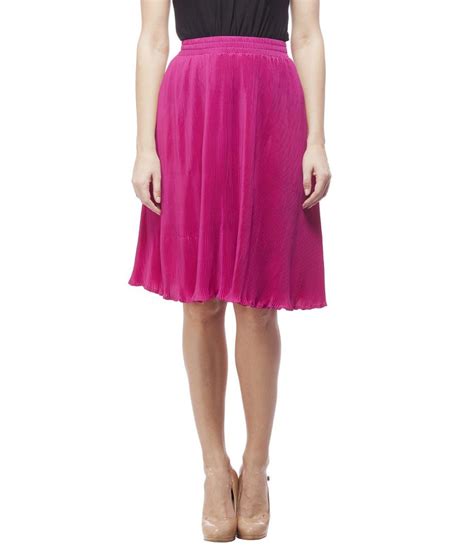 Buy Peptrends Pink Polyester Pleated Skirt Online At Best