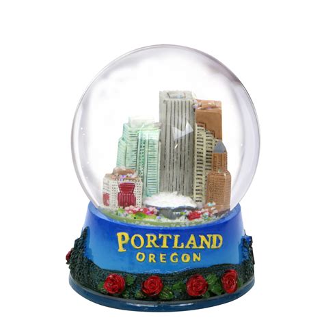 Portland Snow Globes With Skyline And Mountains