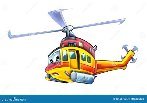 Cartoon Happy And Funny Looking Helicopter Stock Illustration