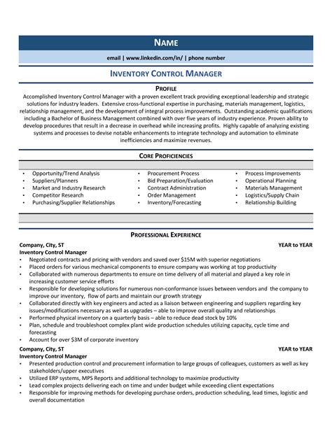 Inventory Control Manager Resume Samples And How To Guide For 2020