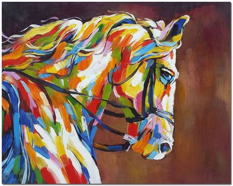 Hand Painted Horse Oil Painting On Canvas Colorful Impressionist