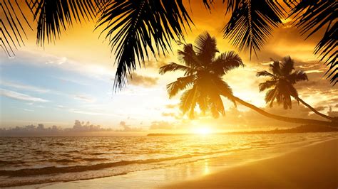 Pour un coucher de soleil arrosé au cœur de l'été : Coucher de soleil sur la plage - Fond d'écran HD