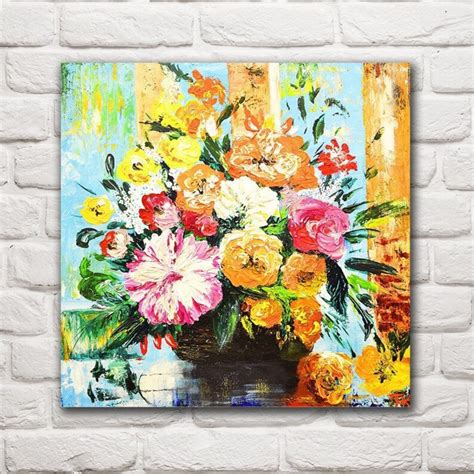 Abstract Flowers Wall Art Floral Canvas Acrylic Painting Etsy
