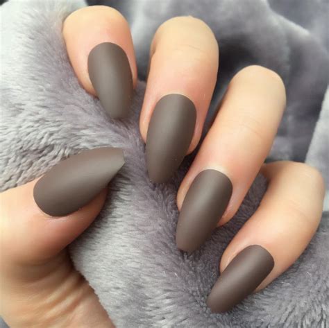 Brown Matte Coffin Matte Nails Design Nail Colors Nails