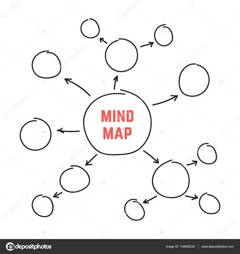 Simple Black Hand Drawn Mind Map — Stock Vector