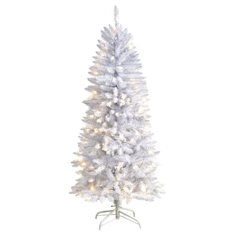 5 slim white artificial christmas tree with 150 warm white led lights and 491 bendable branches