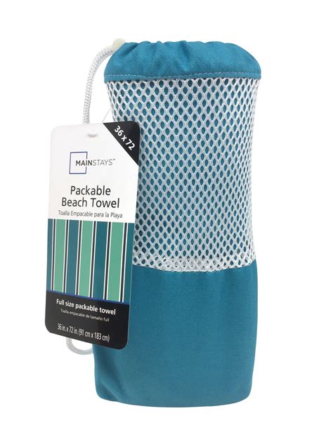 Mainstays Blue Stripe Packable Beach Towel Walmart Com