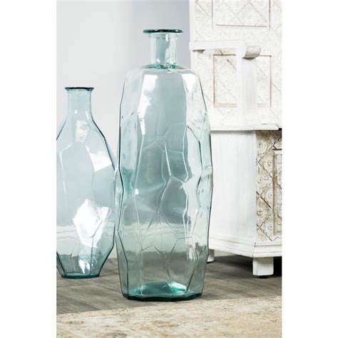 Litton Lane Clear Spanish Recycled Glass Decorative Vase 18264 The Home Depot Large Glass