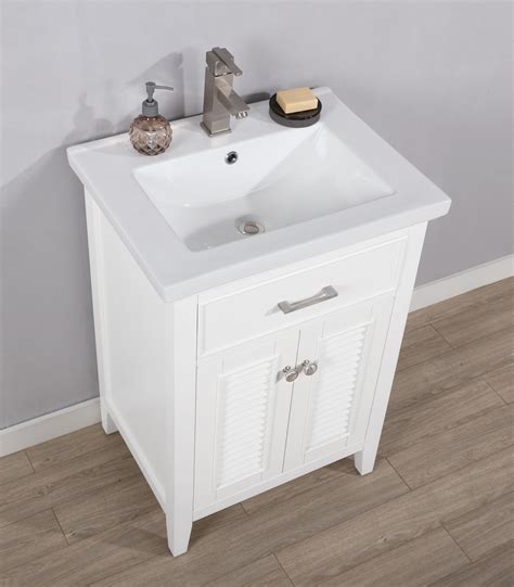 Transitional 24 Single Sink Bathroom Vanity With Porcelain Integrated