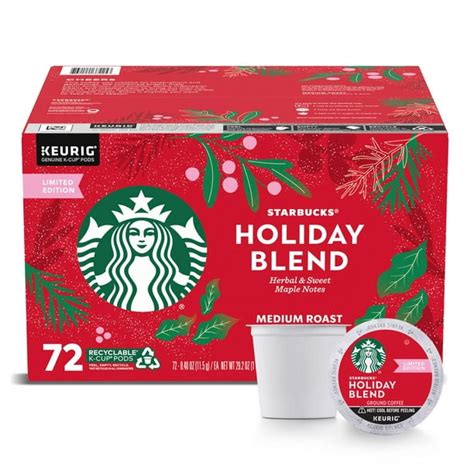 Starbucks Holiday Blend K Cups Medium Roast 72 Ct