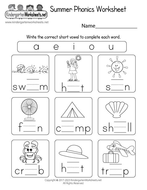 Spring Phonics Worksheet For Kindergarten Kindergarte