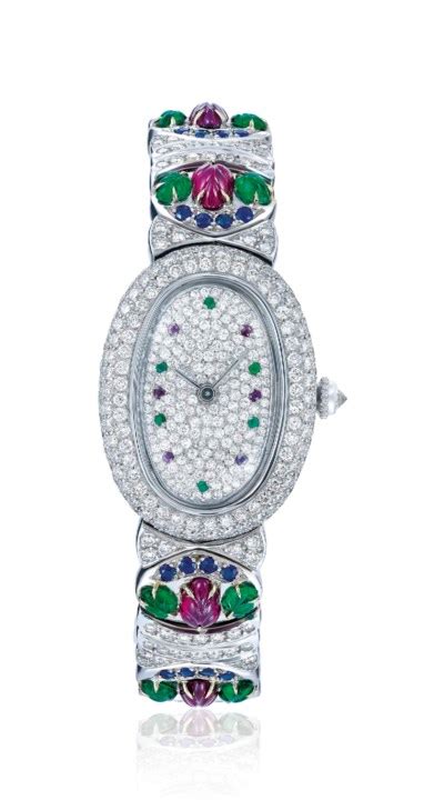 Diamond Ruby Sapphire And Emerald Baignoire Wristwatch Cartier