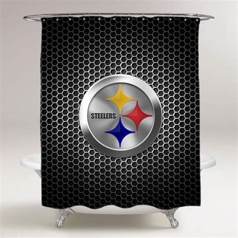 Pittsburgh steelers bathroom shower curtains waterproof bath curtains fans gifts. Pittsburgh Steelers Shiny Steel Bathroom Shower Curtain ...