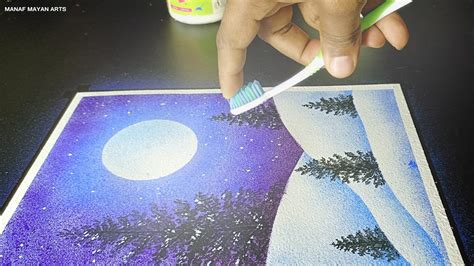 Winder Snowfall Easy Spray Painting For Beginners With Toothbrush