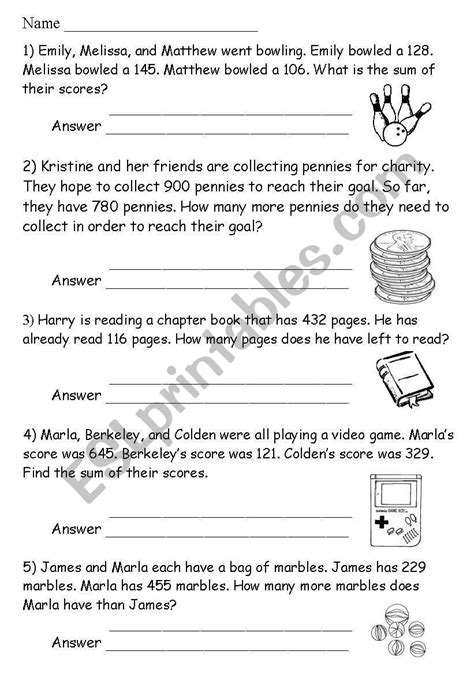Math Word Problems Esl Worksheet By Noonninhell