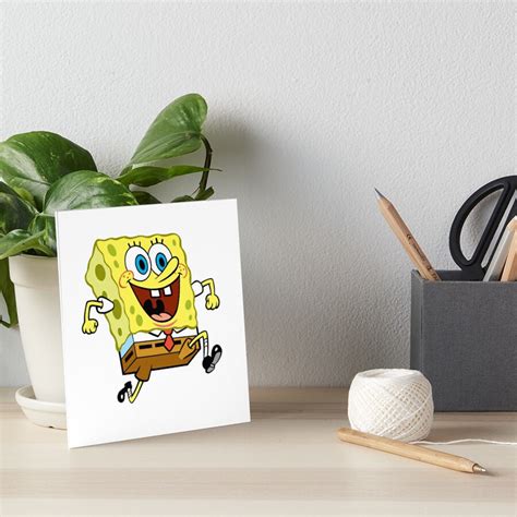 Spongebob Running Meme Sticker Art Board Print For Sale By Grace Cop