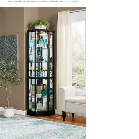 Tessa Lighted Corner Curio In 2021 Corner Curio Glass Cabinets Display Living Room Cabinets