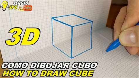 🧊cómo Dibujar Un Cubo 3d En Papel Cuadriculado 🧊how To Draw A 3d Cube