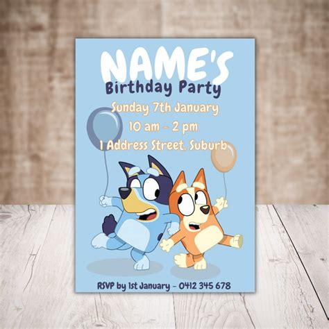 Bluey Birthday Party Invitation Personalised Digital Etsy Australia