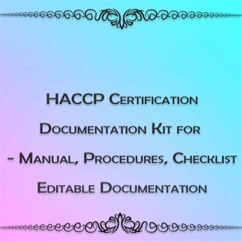 Haccp Certification Documentation Kit Manual Procedures Checklist