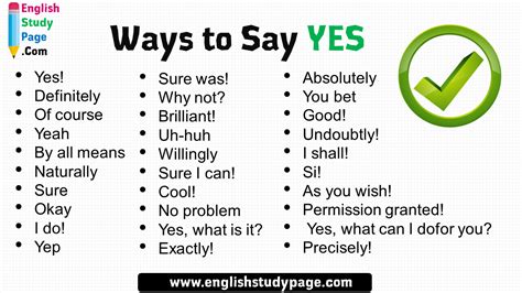 30 Ways To Say Yes In English Absolutely You Bet Good Undoubtly I Shall Si Good