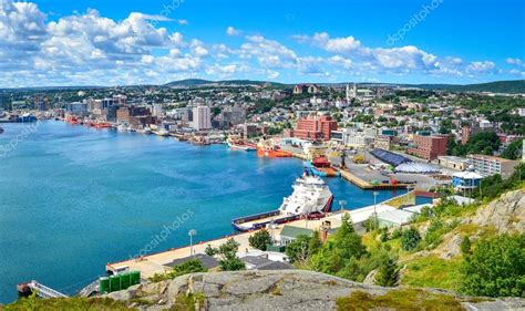 St Johns Harbour In Newfoundland Canada Panoramic View Of The City