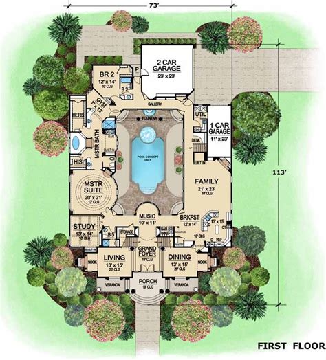 Most concrete block (cmu) homes have 2 x 4 or 2 x 6 exterior walls on the 2nd story. Luxury Style House Plans - 6024 Square Foot Home , 2 Story ...