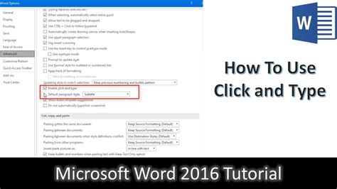 How To Use Click And Type Feature In Word 2016 Tutorial The Teacher