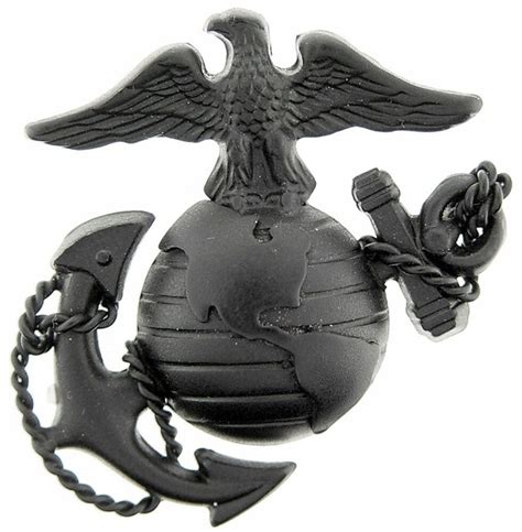 Marine Corps E3 Left Global Subdued Black Emblem Cap Usmc Lapel Hat