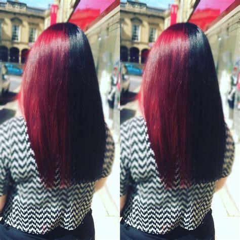 Half Red Half Black Hair Bold And Edgy Hairstyle