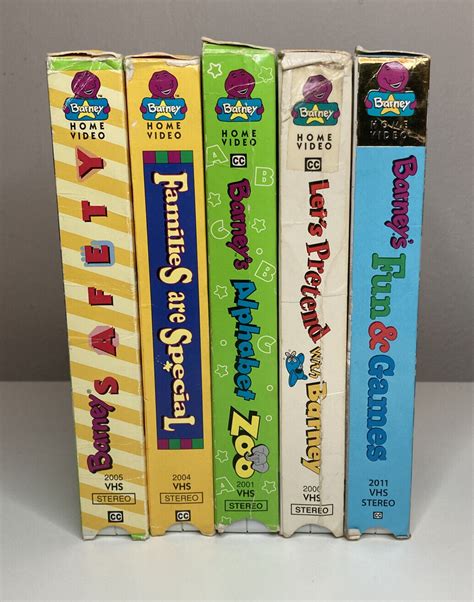 Lot Of 5 Barney Vhs Tapes Families Special Grelly Usa