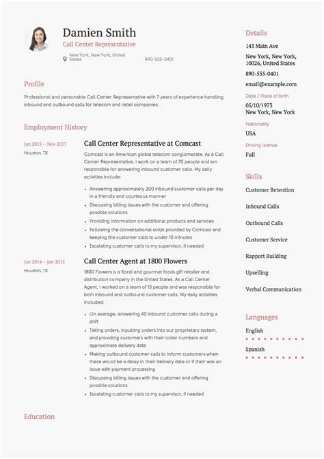 Example of a cover letter for a customer service job, a template to use for your own letter, what to include in the letter, and writing tips and advice. 32 New Call Center Representative Resume in 2020 (With ...