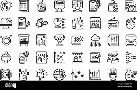 Marketing Mix Icons Set Outline Set Of Marketing Mix Vector Icons For
