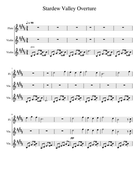 Stardew Valley Overture For Flute And Violin Sheet Music For Flute