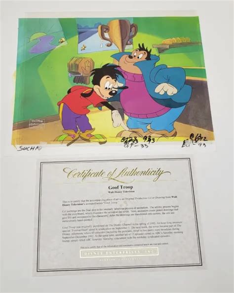 Disney Animation Original 1992 Goof Troop Max And Pj 2 Cels And Background